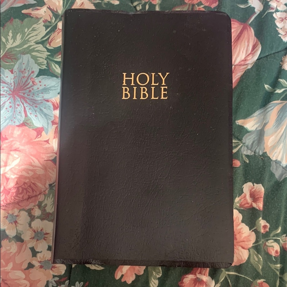 Black Holy Bible with Gold Lettering